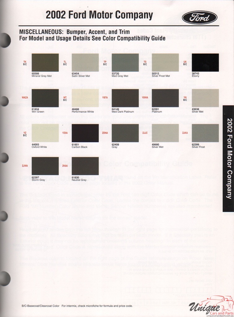 2002 Ford Paint Charts Sherwin-Williams 6